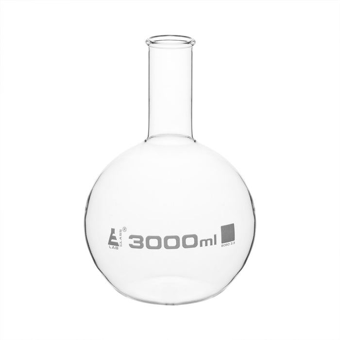 Boiling Flask, 3000ml - Borosilicate Glass - Flat Bottom, Narrow Neck - Eisco Labs