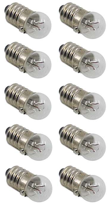 10PK Flash Lamp Bulbs, Round - 4.5V with M.E.S. Cap