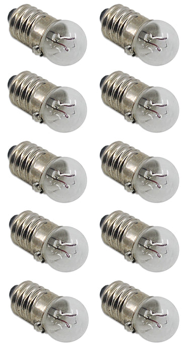 10PK Flash Lamp Bulbs, Round - 4.5V with M.E.S. Cap