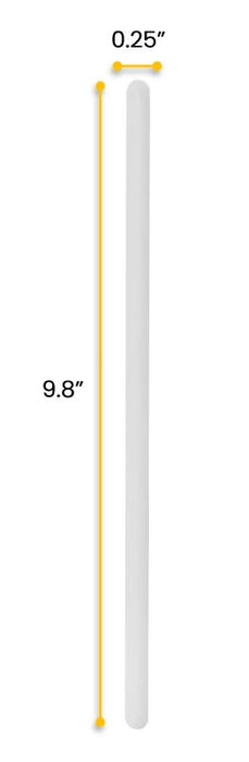 12PK Polypropylene Stirring Rods, 9.8" - Rounded Ends, 7mm Diameter