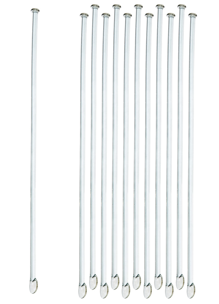 10PK Glass Stirring Rods, 11.8" - Spade & Button Ends, 6mm Diameter - Eisco Labs