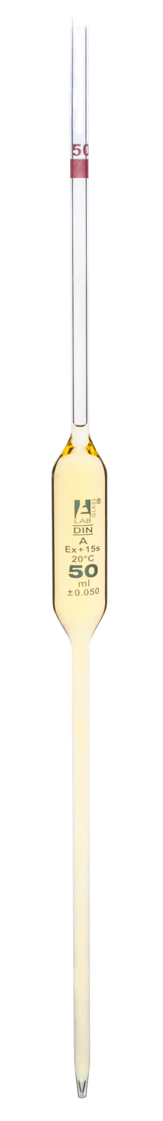 Volumetric Pipette, 50mL - Class A - Blue Markings - Red Coded - Boros —  Eisco Labs, image size:542x3711