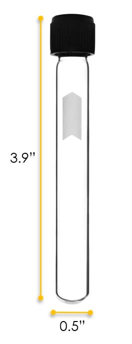 Culture Tube with Screw Cap, 5mL, 12/PK- 12x100mm - Marking Spot - Round Bottom - Borosilicate Glass