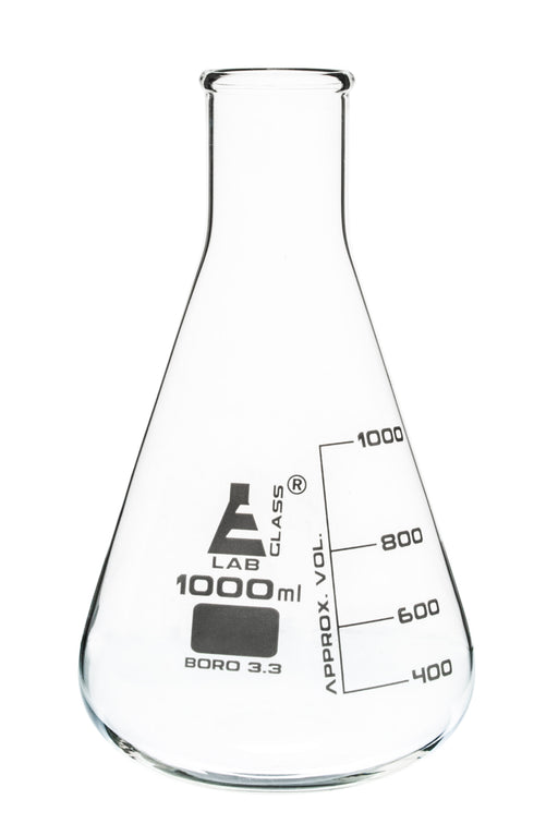 Erlenmeyer Flask, 1000mL - Narrow Neck - Borosilicate Glass