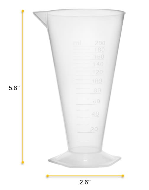 Conical Measure, 200ml - Polypropylene - Raised Graduations - Hexagonal Base