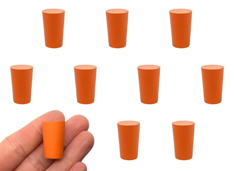 10PK Rubber Stoppers - Solid - 13mm Bottom, 16mm Top, 24mm Length