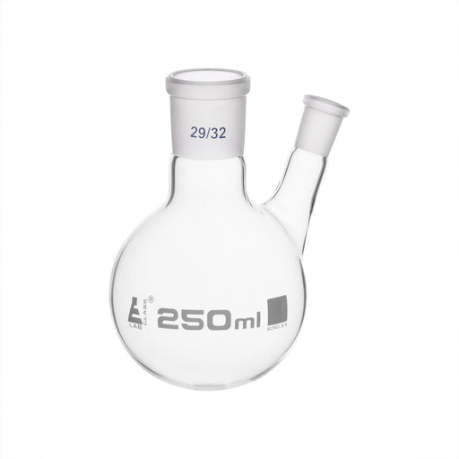 Distilling Flask, 250ml - 29/32 Oblique Neck with 14/23 Joint - Borosilicate Glass - Round Bottom - Eisco Labs