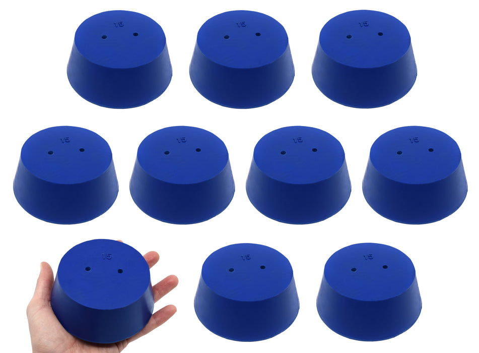 10PK Neoprene Stoppers, 2 Holes - ASTM - Size #15 - 83mm Bottom, 103mm Top, 39mm Length