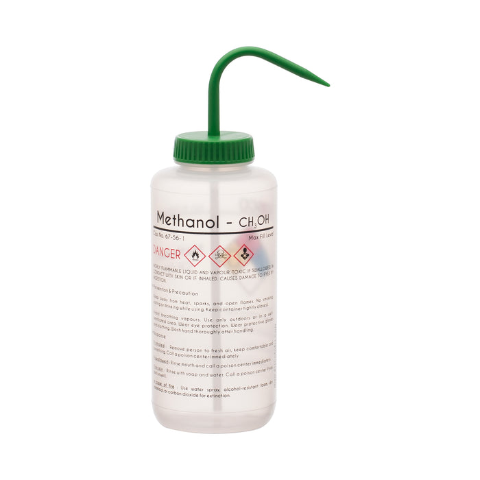 Performance Plastic Wash Bottle, Methanol, 1000 ml - Labeled (4 Color)