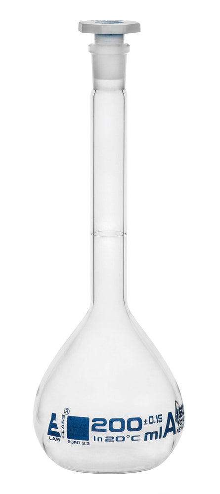 Volumetric Flask, 200ml - Class A - 14/23 Stopper - Includes Calibration Certificate