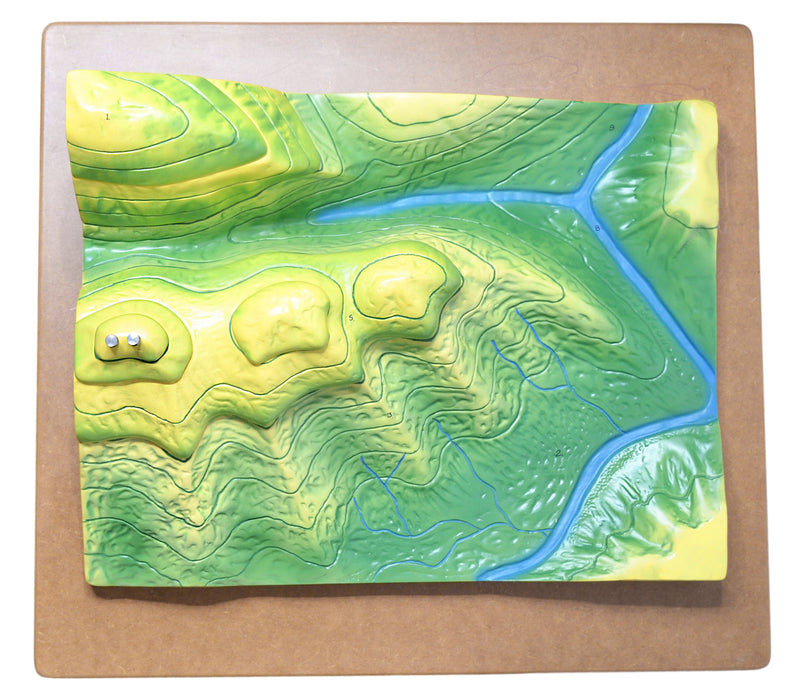 Contour Map Demonstration Model, 20 Inch - Separates into Multiple Parts - Mounted - Great for Geographical Study - Eisco Labs