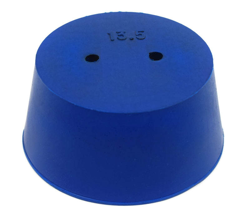 10PK Neoprene Stoppers, 2 Holes - ASTM - Size #13.5 - 62mm Bottom, 75mm Top, 35mm Length