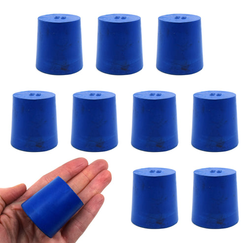 Neoprene Stoppers, Solid Blue - Size: 33mm Bottom, 38mm Top, 38mm Length - Pack of 10