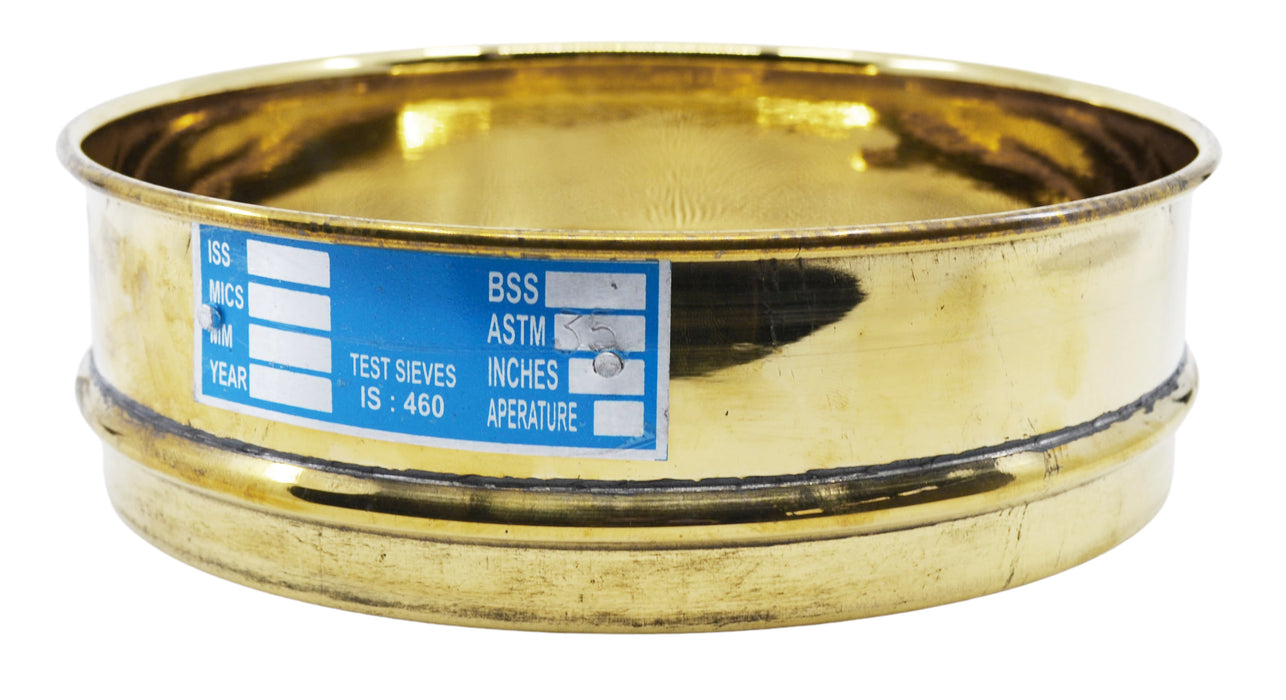 Test Sieve, 8 Inch - Full Height - ASTM No. 35 (500µm) - Brass Frame with Stainless Steel Wire Mesh - Eisco Labs