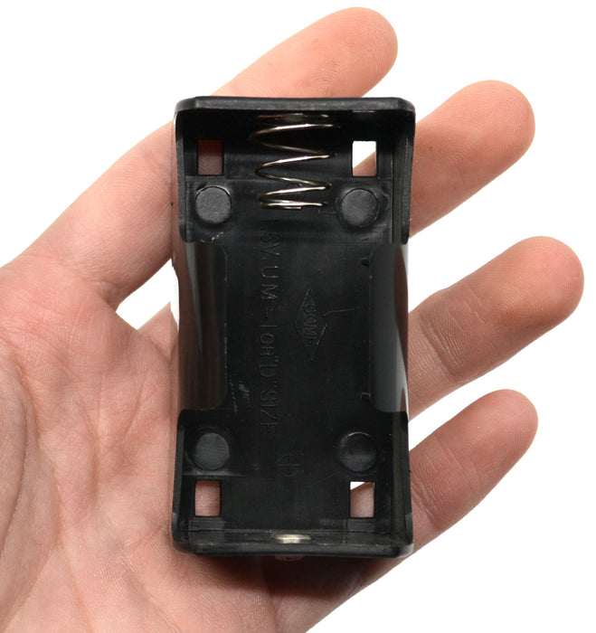 Single Cell Battery Holder for D Sized Battery, Curved Sides, Premium Plastic - Eisco Labs