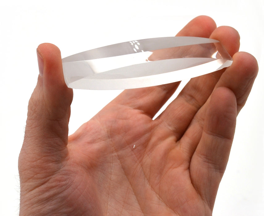 Eisco Labs Double Convex Acrylic Lens; 89mm Length, 20cm Focal Length - Clear Side & Frosted Side