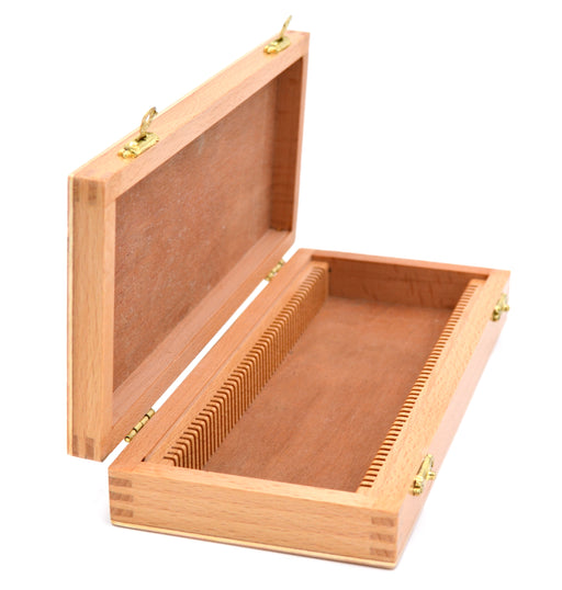 Wooden Slide Box for 50 slides, with Latches- Fits 75x25mm Slides - Eisco Labs