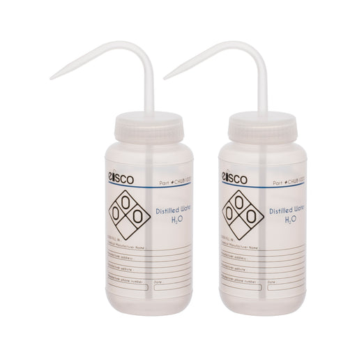 2PK Performance Plastic Wash Bottle, Distilled Water, 500 ml - Labeled (2 Color)