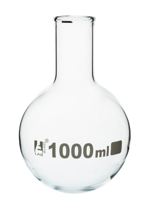 Boiling Flask, 1000ml - Borosilicate Glass - Round Bottom, Narrow Neck (1.55" ID) - Eisco Labs