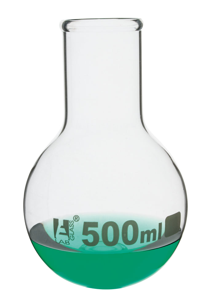 Boiling Flask, 500ml - Borosilicate Glass - Round Bottom, Wide Neck, Beaded Rim - Eisco Labs