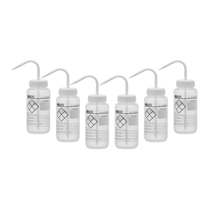 6PK Performance Plastic Wash Bottle, Blank Label, 500 ml
