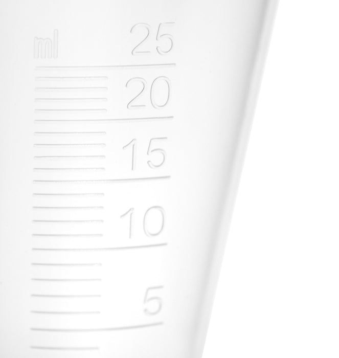 Conical Measure, 25ml - Polypropylene - Raised Graduations - Hexagonal Base