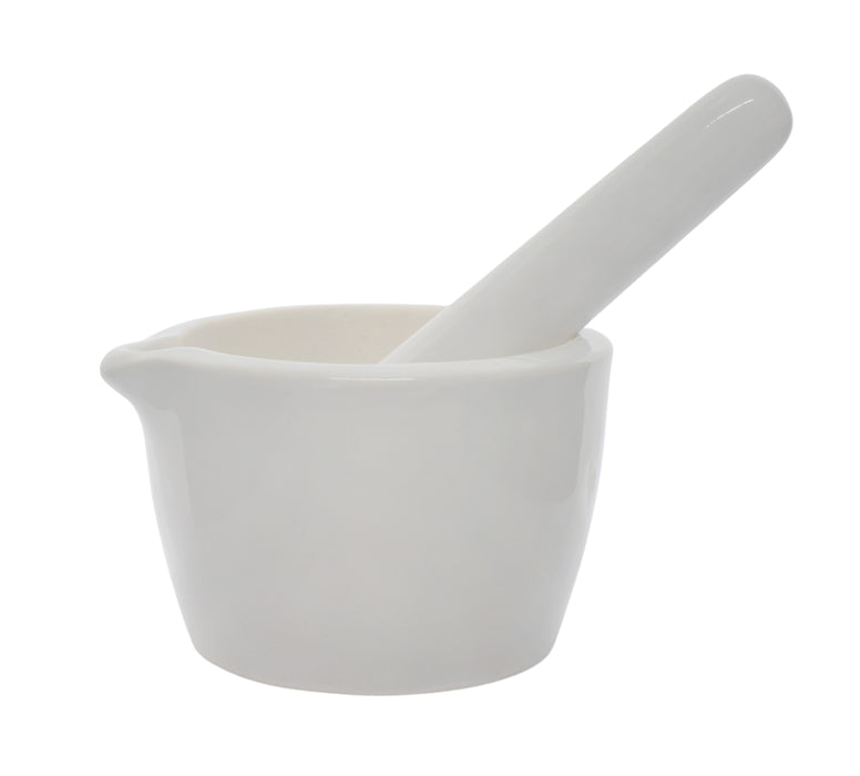 Porcelain Mortar & Pestle Set, 1.7oz - Heavy Duty Pattern - Unglazed Grinding Surface
