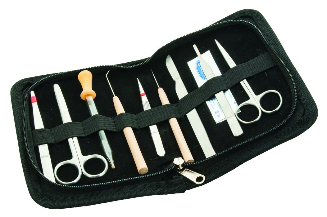 Dissection Set, Student, 9 Pcs - Stainless Steel - Leather Storage Case