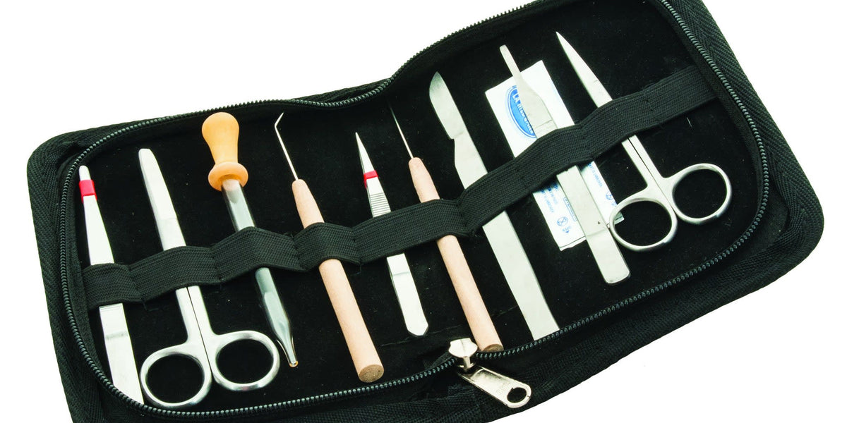 Dissection Set, Student, 9 Pcs - Stainless Steel - Leather Storage Cas ...