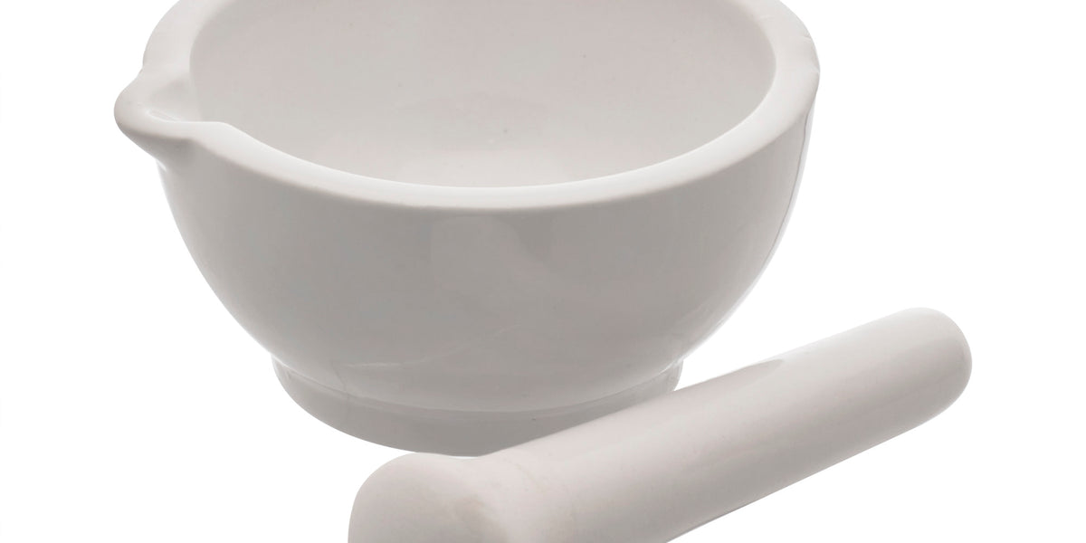 Porcelain Mortar & Pestle Set, 64oz - Eisco Labs Porcelain Mortar & Pestle Set, 64oz - Eisco Labs