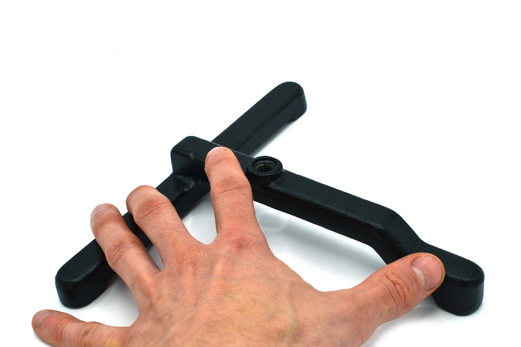 T-Shaped Nesting Support Base - 8.5"x7.5" Base -  Heavy Duty Cast Iron, Black - Eisco Labs