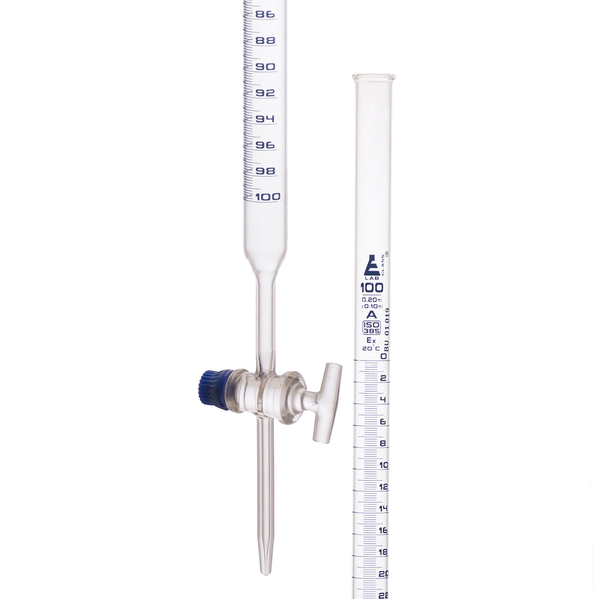 Burette, 100mL Class A, DIN 385 Compliant, Borosilicate Glass with G