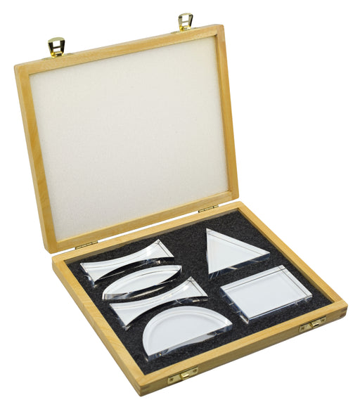 Acrylic Prisms & Lenses, 6 Pcs - Wooden Storage Box