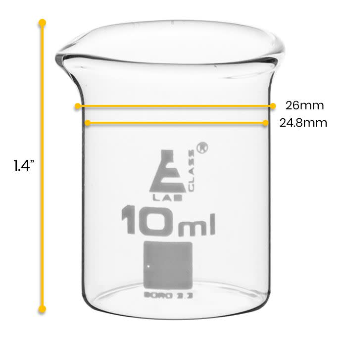 Beaker, 10ml - Low Form - Ungraduated - Borosilicate Glass — Eisco