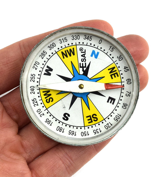 Plotting Compass, Glass Face, Aluminum Casing, 2" Diameter, Dial Marked - Eisco Labs