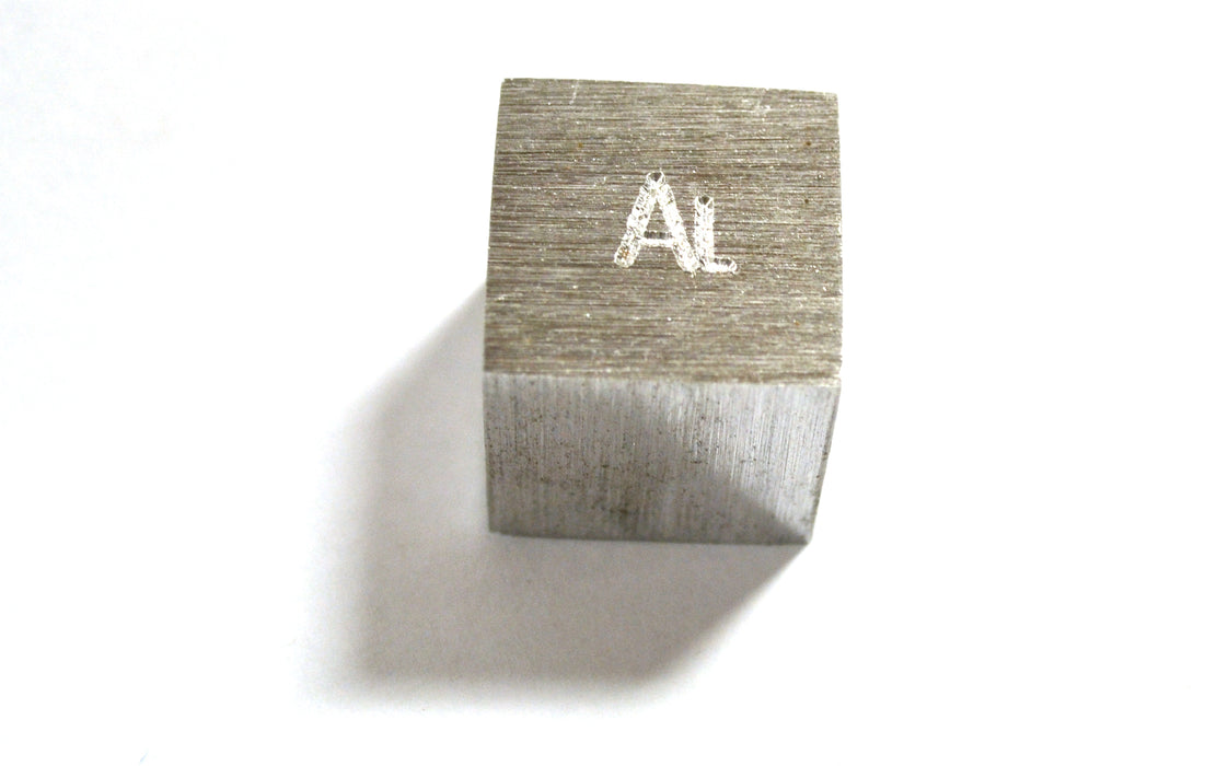 Density Cube, Single Aluminum (Al) Block with Element Stamp, 0.8" (20mm) sides - For use with Density, Specific Gravity, Specific Heat Activities - Eisco Labs