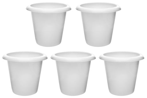 Plant Nursery Pots, 6.25" Tall - Pack of 5 - Polypropylene - Downward Extended Rim - Drillable Drain Holes