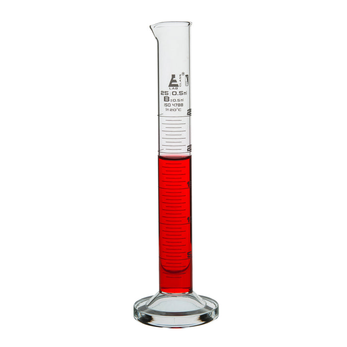 Graduated Cylinder, 25ml - Class B - White Graduations, Round Base