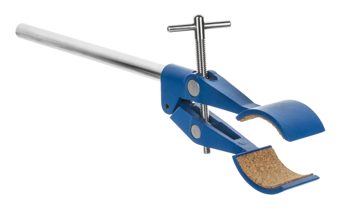 2 Prong Burette Clamp on Stainless Steel Rod - 4.3" Max Opening