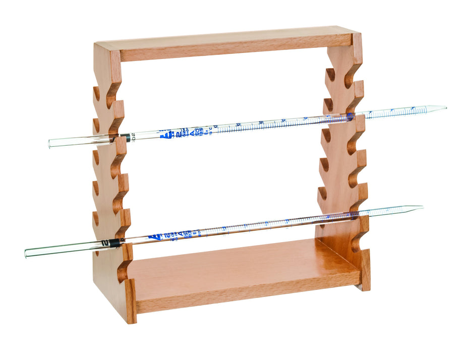Wooden Pipette Rack - Holds 12 Pipettes Horizontally - 8.75"
