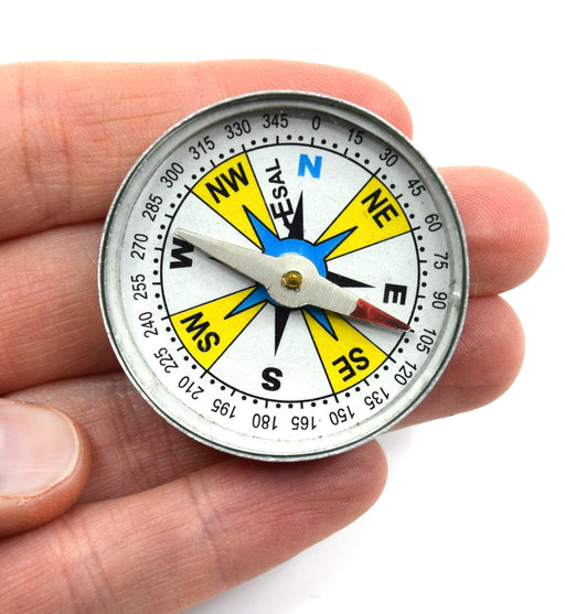 Plotting Compass, Glass Face, Aluminum Casing, 1.5" Diameter, Dial Marked - Eisco Labs