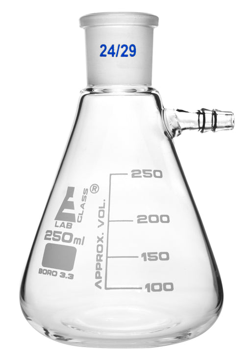 Buchner Filtering Flask, 250ml - Socket Size 24/29 -  Interchangeable Joint - Side Arm - Borosilicate Glass - Eisco Labs