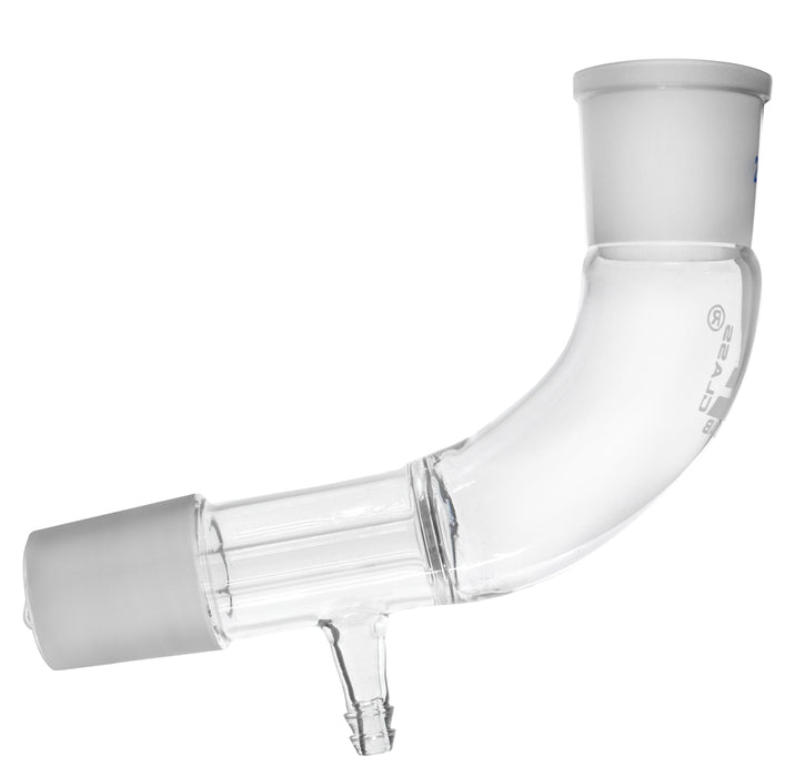 Receiver Adaptor, Bend with Vacuum Connection - Socket Size: 24/29, Cone Size: 29/32 - Borosilicate Glass - Eisco Labs
