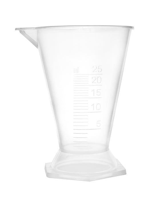 Conical Measure, 25ml - Polypropylene - Raised Graduations - Hexagonal Base