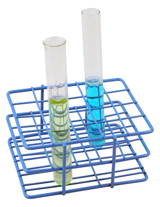 Blue Epoxy Coated Steel Wire Test Tube Rack, 20 Holes, Outer Diameter permitted of tubes 18-20mm or less , 4 X 5 Format
