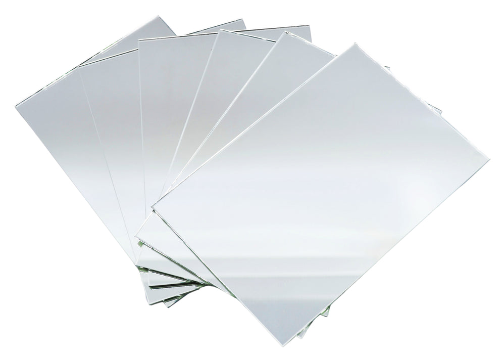6PK Plano Mirrors, 6 x 4 Inch - Glass - Multi Use - Reflective, Lightweight - Eisco Labs