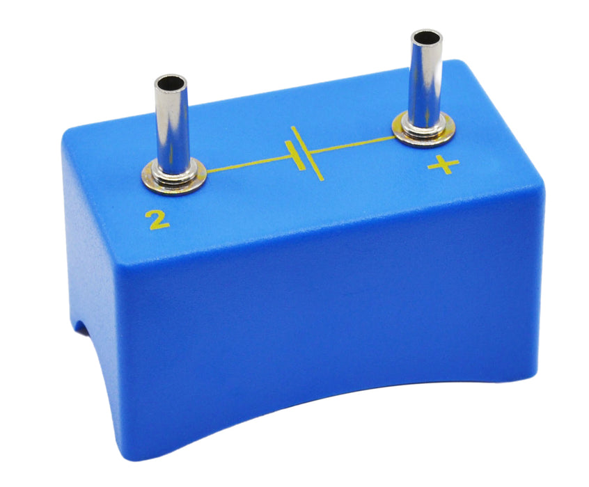 Battery Cell Holder, 2 Inch - For Use with Elementary Basic Electricity Kit (Eisco BKEPH2014) - With Two 4mm Sockets - Plastic - Mounted - Eisco Labs
