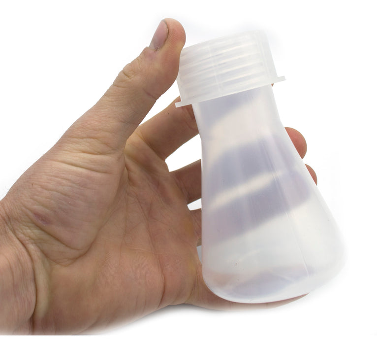 Conical Flask with Screw Cap, 100mL - Translucent Polypropylene - Chemical Resistant & Autoclavable - Eisco Labs