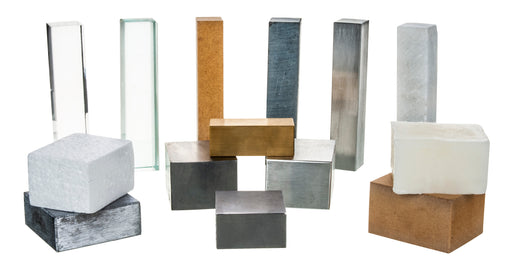 14pc Solid Materials Variety Kit - Rectangular Blocks - Wood, Paraffin Wax, Aluminum, Iron, Polystyrene Foam, Perspex, Glass, Slate, Marble, Lead & Brass