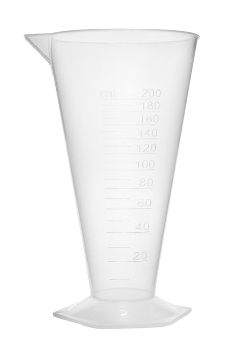 Conical Measure, 200ml - Polypropylene - Raised Graduations - Hexagonal Base